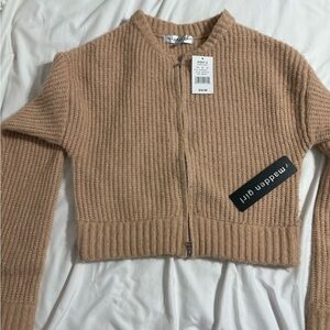 Madden Girl Camel Cardigan Sweater